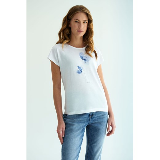 Koszulka damska biała z kwiatowym wzorem - Greenpoint ze sklepu 5.10.15 w kategorii Bluzki damskie - zdjęcie 169712617