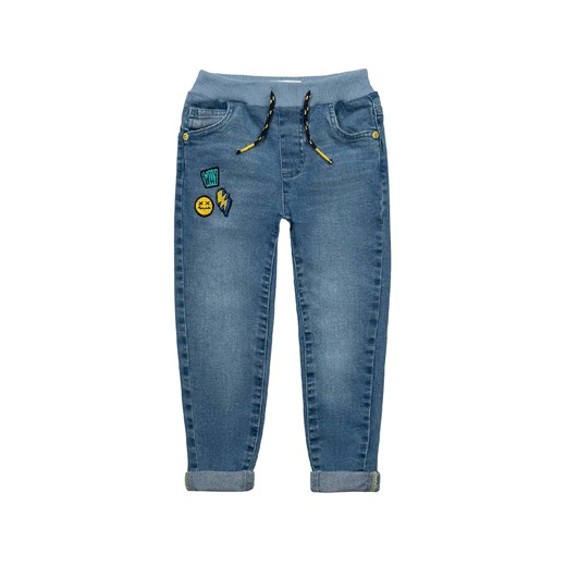 Jeansy ze ściągaczem pull on dla niemowlaka z naszywkami ze sklepu 5.10.15 w kategorii Spodnie i półśpiochy - zdjęcie 169712636