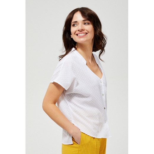 Koszula damska bawełniana a na krótki rękaw oversize biała ze sklepu 5.10.15 w kategorii Bluzki damskie - zdjęcie 169712695