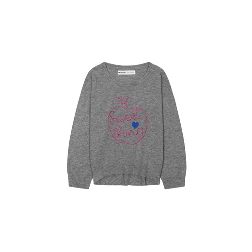 Szary sweter dziewczęcy z jabłuszkiem ze sklepu 5.10.15 w kategorii Bluzy i swetry - zdjęcie 169712775