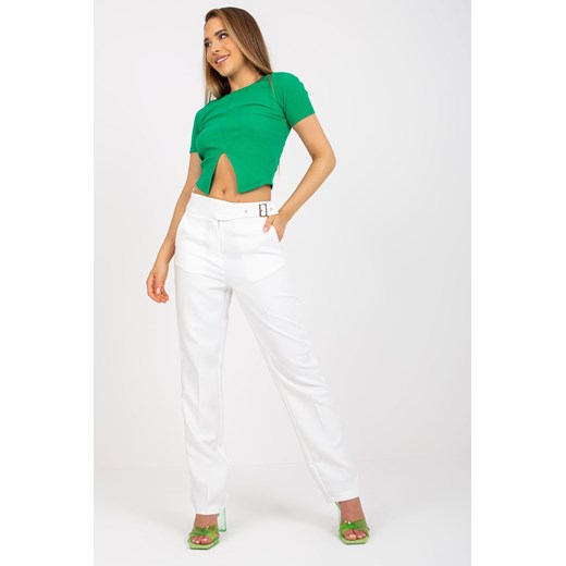 Białe spodnie garniturowe z wysokim stanem ze sklepu 5.10.15 w kategorii Spodnie damskie - zdjęcie 169712855
