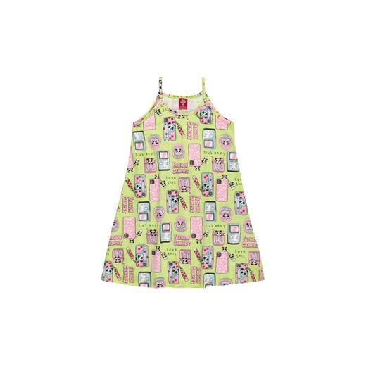 Limonkowa bawełniana sukienka dziewczęca na ramiączka ze sklepu 5.10.15 w kategorii Sukienki dziewczęce - zdjęcie 169712907
