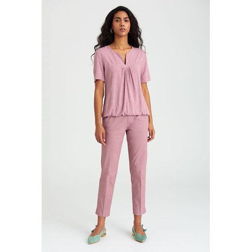 T-shirt damski z wiskozy różowy ze sklepu 5.10.15 w kategorii Bluzki damskie - zdjęcie 169713025