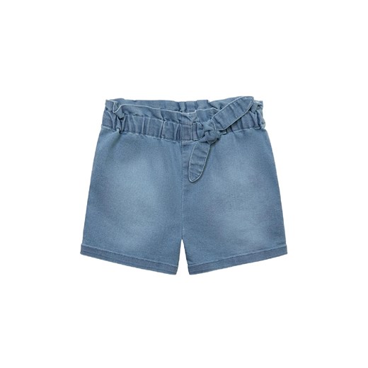 Szorty jeansowe z elastyczną ozdobną talią dla dziewczynki - niebieskie ze sklepu 5.10.15 w kategorii Spodenki dziewczęce - zdjęcie 169713106