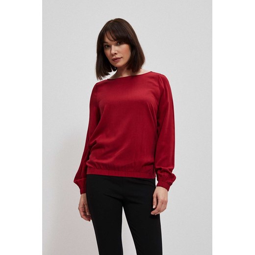 Gładka czerwona bluzka damska z długim rękawem ze sklepu 5.10.15 w kategorii Bluzki damskie - zdjęcie 169713215
