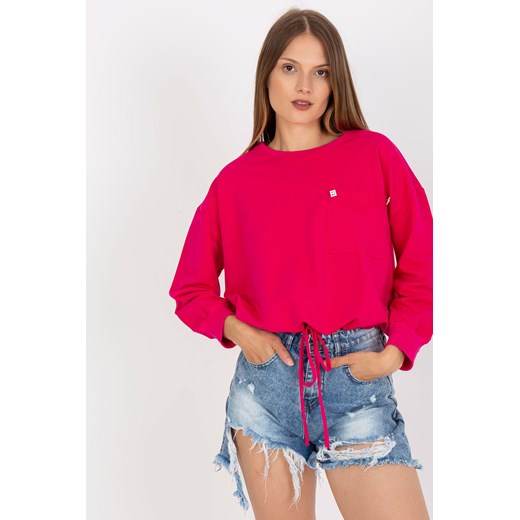 Fuksjowa bluza bez kaptura ze ściągaczem RUE PARIS ze sklepu 5.10.15 w kategorii Bluzy damskie - zdjęcie 169713236