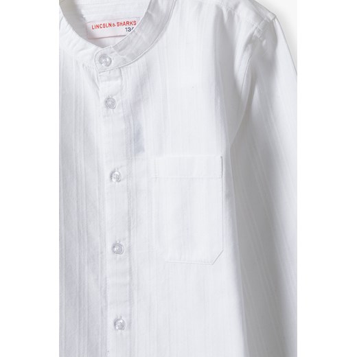 Biała koszula chłopięca bawełniana na stójce Lincoln & Sharks By 5.10.15. 146 wyprzedaż 5.10.15