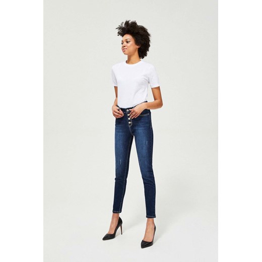 Granatowe jeansy damskie na guziki ze sklepu 5.10.15 w kategorii Jeansy damskie - zdjęcie 169713808