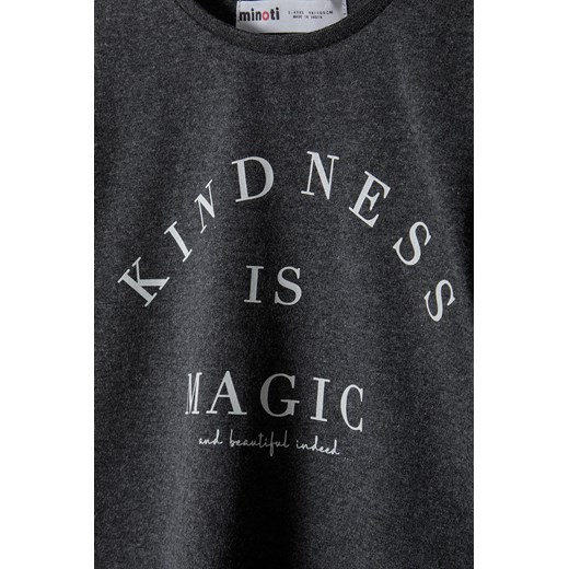 Szara bluzka dziewczęca z długim rękawem- kindness is magic Minoti 98/104 okazja 5.10.15