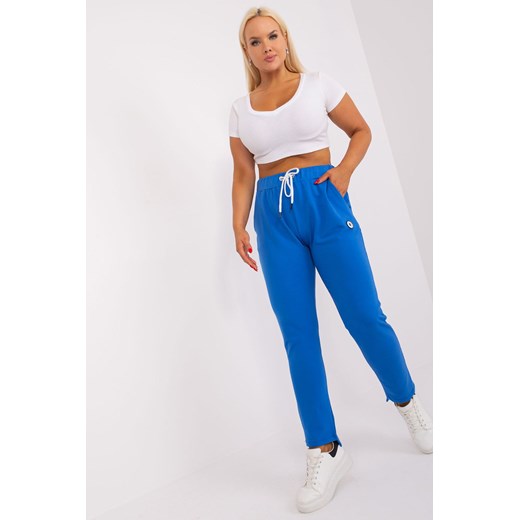 Ciemnoniebieskie spodnie dresowe plus size basic z prostymi nogawkami ze sklepu 5.10.15 w kategorii Spodnie damskie - zdjęcie 169714188