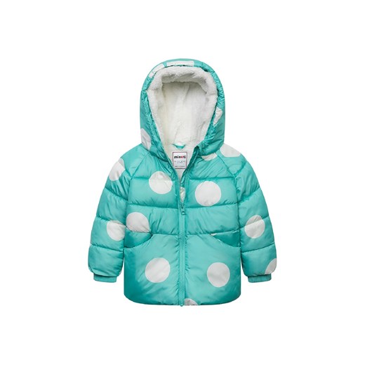 Kurtka zimowa niemowlęca w grochy z kapturem ze sklepu 5.10.15 w kategorii Kombinezony i kurtki - zdjęcie 169714205
