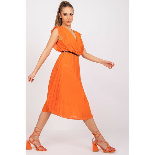 Sukienka plisowana - pomarańczowa Italy Moda one size 5.10.15