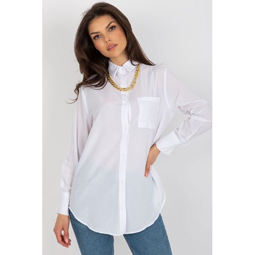 Biała koszula oversize z odpinanym łańcuszkiem ze sklepu 5.10.15 w kategorii Koszule damskie - zdjęcie 169714576
