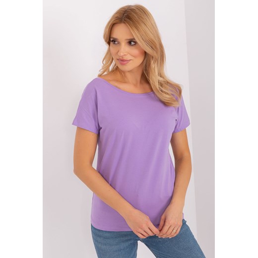 Jasnofioletowy t-shirt z bawełny Fire BASIC FEEL GOOD ze sklepu 5.10.15 w kategorii Bluzki damskie - zdjęcie 169714616