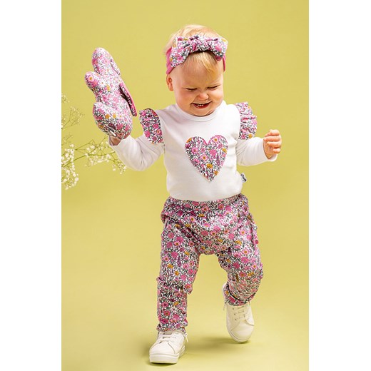 Spodnie bawełniane dziewczęce w kwiatki Lea ze sklepu 5.10.15 w kategorii Spodnie i półśpiochy - zdjęcie 169714638