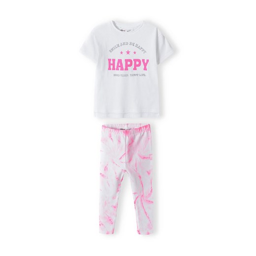 Komplet niemowlęcy - biały t-shirt + różowe legginsy ze sklepu 5.10.15 w kategorii Komplety niemowlęce - zdjęcie 169714658