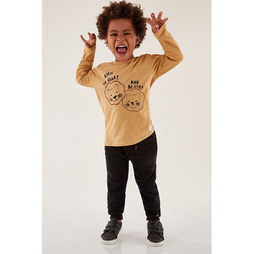 Brązowa bluzka z długim rękawem dla chłopca ze sklepu 5.10.15 w kategorii T-shirty chłopięce - zdjęcie 169714669