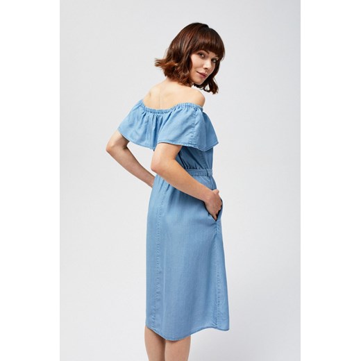 Niebieska sukienka z lyocellu - trapezowy króju XL 5.10.15 okazyjna cena