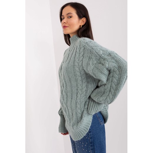 Damski sweter z warkoczami mietowy ze sklepu 5.10.15 w kategorii Swetry damskie - zdjęcie 169714836