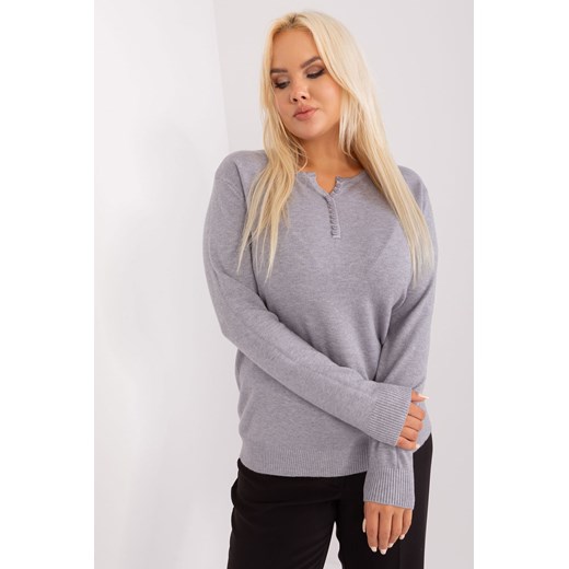 Szary damski sweter plus size z wiskozą ze sklepu 5.10.15 w kategorii Swetry damskie - zdjęcie 169714958