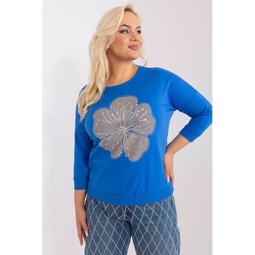 Damska bluzka plus size z bawełny ciemny niebieski ze sklepu 5.10.15 w kategorii Bluzki damskie - zdjęcie 169714997