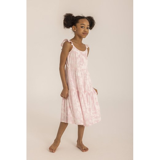Różowa zwiewna sukienka dziewczęca z wiskozy ze sklepu 5.10.15 w kategorii Sukienki dziewczęce - zdjęcie 169715045