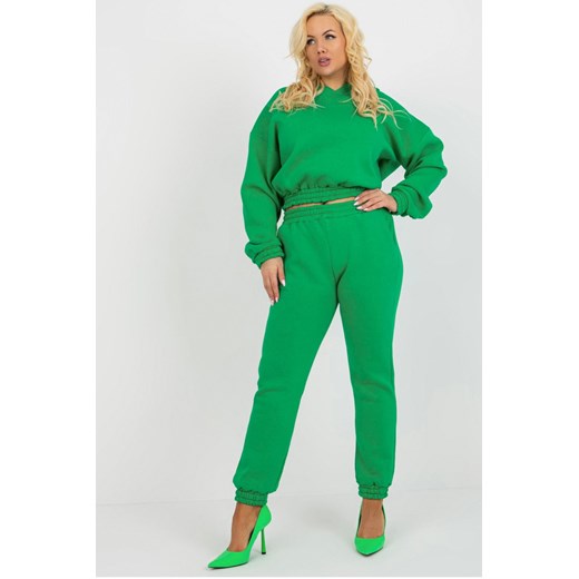 Zielony dresowy komplet plus size basic z bluzą z kapturem ze sklepu 5.10.15 w kategorii Dresy damskie - zdjęcie 169715127
