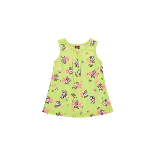 Limonkowa bawełniana sukienka niemowlęca z nadrukiem ze sklepu 5.10.15 w kategorii Sukienki niemowlęce - zdjęcie 169715278