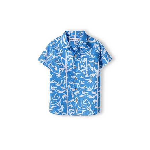 Niebieska koszula bawełniana chłopięca z krótkim rękawem ze sklepu 5.10.15 w kategorii Koszule chłopięce - zdjęcie 169715337