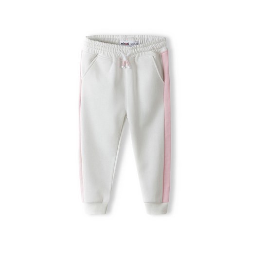 Szare spodnie dresowe niemowlęce z różowymi paskami ze sklepu 5.10.15 w kategorii Spodnie i półśpiochy - zdjęcie 169715346