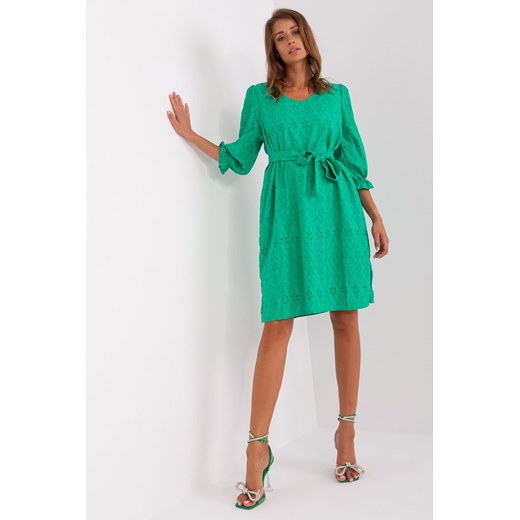 Zielona ażurowa sukienka z rękawem 3/4 ze sklepu 5.10.15 w kategorii Sukienki - zdjęcie 169715359