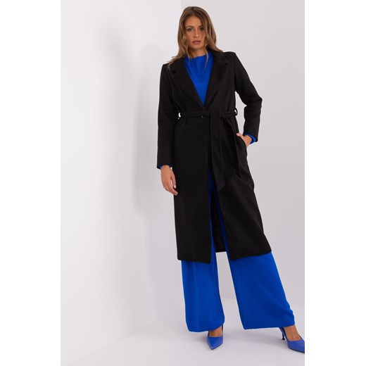 Czarny płaszcz z wiązanym paskiem OCH BELLA ze sklepu 5.10.15 w kategorii Płaszcze damskie - zdjęcie 169715425