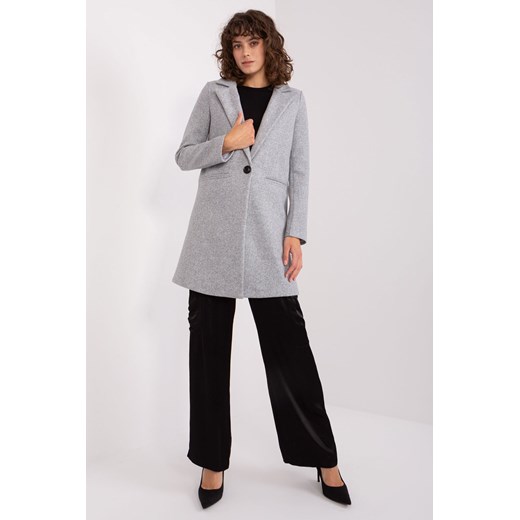 Szary klasyczny płaszcz damski OCH BELLA ze sklepu 5.10.15 w kategorii Płaszcze damskie - zdjęcie 169715596