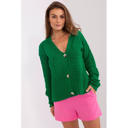 Zielony damski sweter rozpinany w warkocze ze sklepu 5.10.15 w kategorii Swetry damskie - zdjęcie 169715606