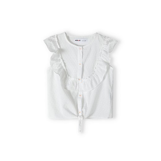 Biała bluzka dziewczęca z wiązaniem z przodu i falbanami Minoti 116/122 5.10.15
