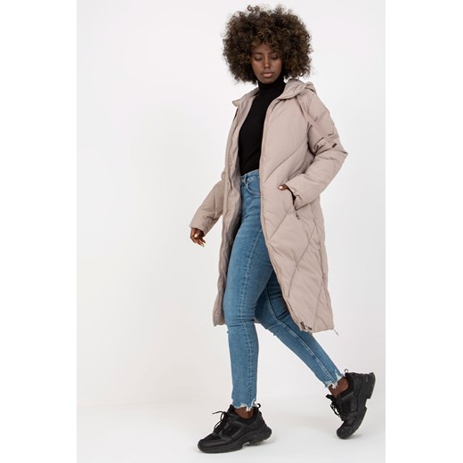 Beżowa długa kurtka zimowa damska z pikowaniem ze sklepu 5.10.15 w kategorii Płaszcze damskie - zdjęcie 169716427