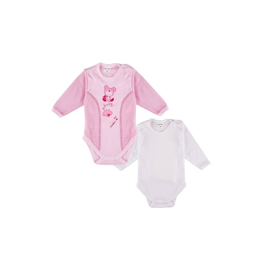 Body dziewczęce długi rękaw 2-pak białe i różowe z misiem ze sklepu 5.10.15 w kategorii Body niemowlęce - zdjęcie 169716576