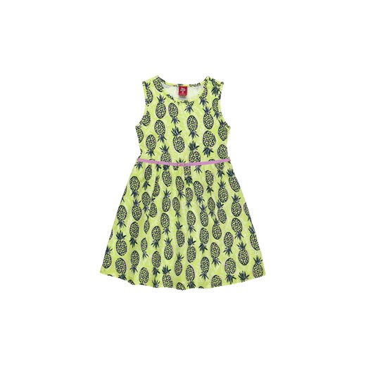 Limonkowa bawełniana sukienka dziewczęca w ananasy ze sklepu 5.10.15 w kategorii Sukienki dziewczęce - zdjęcie 169716749