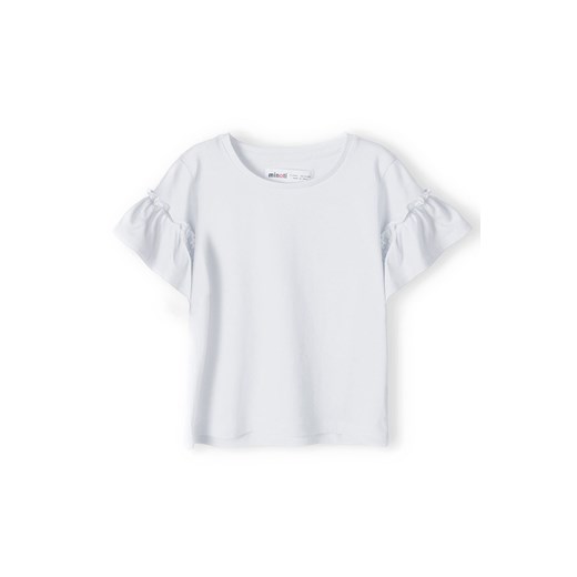 Biała koszulka bawełniania dla dziewczynki z falbankami Minoti 122/128 5.10.15