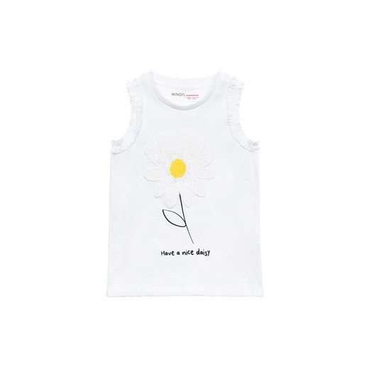 Biała koszulka niemowlęca na ramiączkach ze stokrotką ze sklepu 5.10.15 w kategorii Koszulki niemowlęce - zdjęcie 169716885