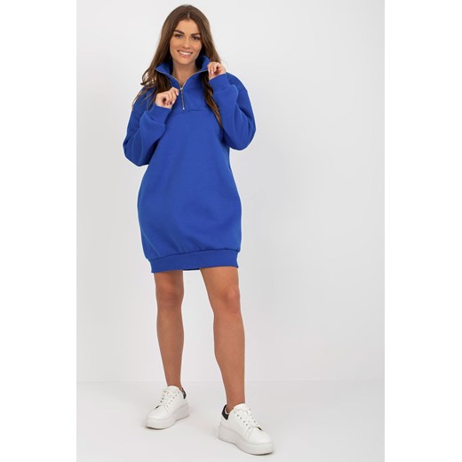 Kobaltowa dresowa sukienka damska basic o długości mini ze sklepu 5.10.15 w kategorii Sukienki - zdjęcie 169716967