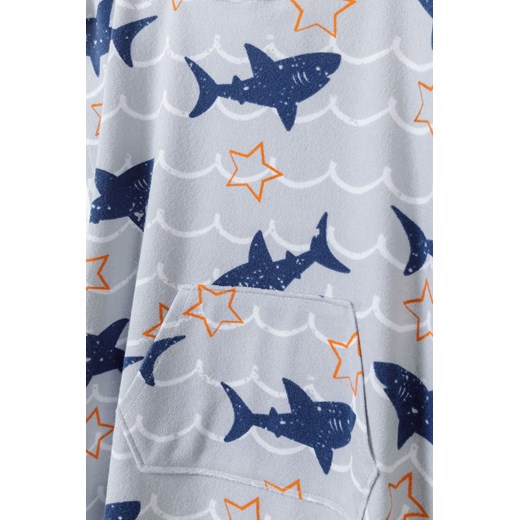 Ponczo- ręcznik plażowy z kapturem dla chłopca- rekiny Minoti 98/116 wyprzedaż 5.10.15