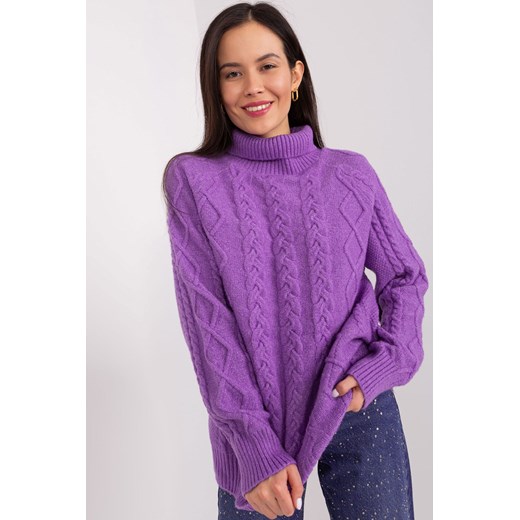Damski sweter z warkoczami fioletowy ze sklepu 5.10.15 w kategorii Swetry damskie - zdjęcie 169717149