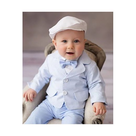 Elegancki zestaw KAJETAN dla chłopca - marynarka + koszulo-body + spodnie + mucha ze sklepu 5.10.15 w kategorii Ubranka do chrztu - zdjęcie 169717285