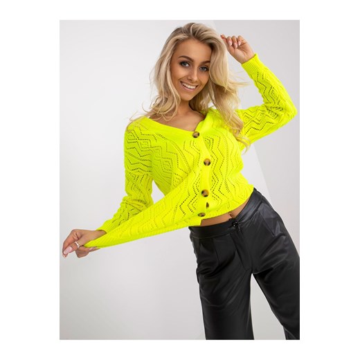 Dzianinowy sweter damski RUE PARIS żółty one size 5.10.15