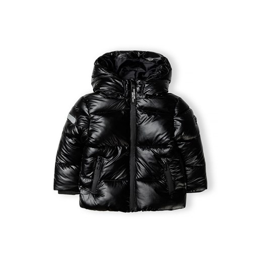 Ocieplana kurtka chłopięca metaliczna pikowana z kapturem- czarna ze sklepu 5.10.15 w kategorii Kurtki chłopięce - zdjęcie 169717925