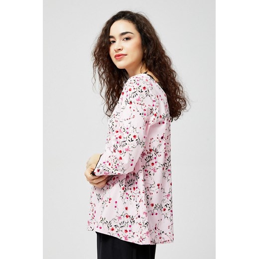 Koszula damska z łączonych materiałów z kwiatowym wzorem różowa ze sklepu 5.10.15 w kategorii Koszule damskie - zdjęcie 169717949