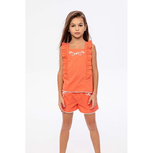 Pomarańczowy komplet dziewczęcy - bluzka na ramiączkach + spodenki ze sklepu 5.10.15 w kategorii Komplety dziewczęce - zdjęcie 169718106