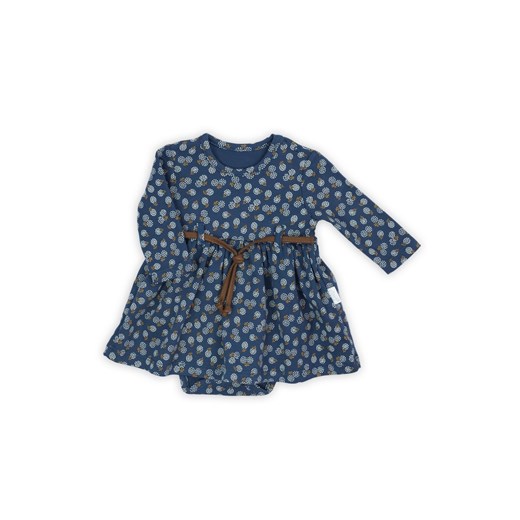 Bawełniane sukienko-body z kwiecistym wzorem - granatowy ze sklepu 5.10.15 w kategorii Body niemowlęce - zdjęcie 169718137