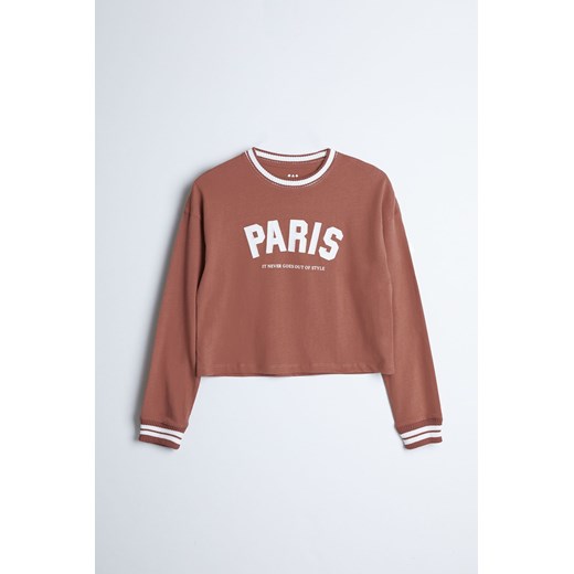 Bluza dziewczęca PARIS - brązowa - Limited Edition ze sklepu 5.10.15 w kategorii Bluzy dziewczęce - zdjęcie 169718176